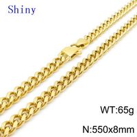 Titanium Steel 18K Gold Plated Hip-Hop Retro Chain Solid Color Necklace sku image 15