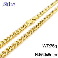 Titanium Steel 18K Gold Plated Hip-Hop Retro Chain Solid Color Necklace sku image 19