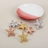 1 Pair Simple Style Classic Style Starfish Plating Titanium Steel 18K Gold Plated Ear Studs main image 3