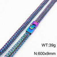 Punk Solid Color Titanium Steel Plating Chain 18K Gold Plated Men's Necklace sku image 4