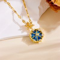 Titan Stahl 18 Karat Vergoldet Vintage-Stil Überzug Planet Mond Künstliche Perlen Strasssteine Halskette Mit Anhänger main image 8