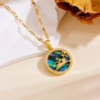 Titanium Steel 18K Gold Plated Vintage Style Plating Planet Moon Artificial Pearls Rhinestones Pendant Necklace sku image 9