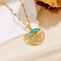 Titanium Steel 18K Gold Plated Vintage Style Plating Planet Moon Artificial Pearls Rhinestones Pendant Necklace sku image 8