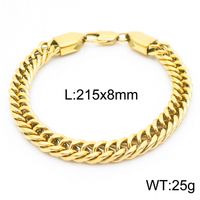 Titan Stahl 18 Karat Vergoldet Hip Hop Retro Einfarbig Armbänder Halskette sku image 5