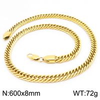 Titan Stahl 18 Karat Vergoldet Hip Hop Retro Einfarbig Armbänder Halskette sku image 10