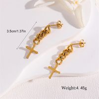 1 Pair Retro Simple Style Round Chain Plating 201 Stainless Steel 18K Gold Plated Drop Earrings sku image 3
