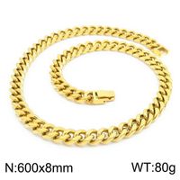 Acero Titanio Chapados en oro de 18k Hip Hop Retro Cadena Color Sólido Collar sku image 14