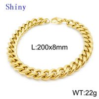 Titanium Steel 18K Gold Plated Hip-Hop Retro Chain Solid Color Bracelets Necklace sku image 4