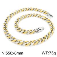 Titanium Steel 18K Gold Plated Hip-Hop Retro Chain Solid Color Necklace sku image 9
