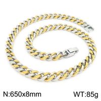 Titanium Steel 18K Gold Plated Hip-Hop Retro Chain Solid Color Necklace sku image 13