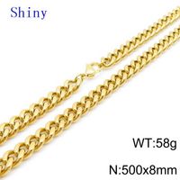 Titanium Steel 18K Gold Plated Hip-Hop Retro Chain Solid Color Bracelets Necklace sku image 21
