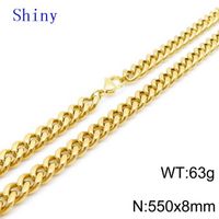 Titanium Steel 18K Gold Plated Hip-Hop Retro Chain Solid Color Bracelets Necklace sku image 22
