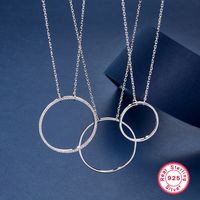 Modern Style Simple Style Round Sterling Silver Plating Inlay Zircon Rhodium Plated Women's Pendant Necklace main image 1