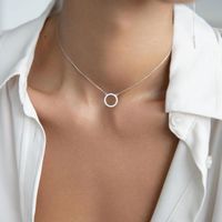 Modern Style Simple Style Round Sterling Silver Plating Inlay Zircon Rhodium Plated Women's Pendant Necklace main image 6