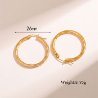 1 Pair Retro Simple Style C Shape Round Plating Stainless Steel 18K Gold Plated Hoop Earrings main image 3
