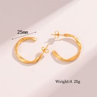 1 Pair Retro Simple Style Round Plating 201 Stainless Steel 18K Gold Plated Earrings main image 3