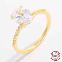 Elegant Simple Style Oval Sterling Silver Plating Inlay Zircon 14k Gold Plated White Gold Plated Rings main image 2