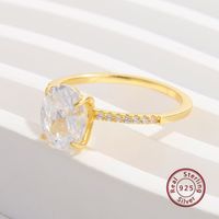 Elegant Simple Style Oval Sterling Silver Plating Inlay Zircon 14k Gold Plated White Gold Plated Rings main image 5