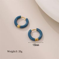 1 Pair Simple Style Circle Enamel Plating Stainless Steel Titanium Steel 18K Gold Plated Earrings main image 4