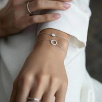 Ig Style Casual Solid Color Sterling Silver Inlay Zircon Rhodium Plated Bracelets main image 2