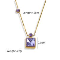 304 Stainless Steel 14K Gold Plated Simple Style Inlay Square Zircon Pendant Necklace sku image 3