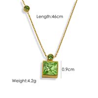 304 Stainless Steel 14K Gold Plated Simple Style Inlay Square Zircon Pendant Necklace sku image 4