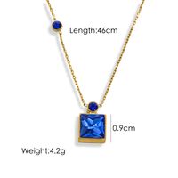 304 Stainless Steel 14K Gold Plated Simple Style Inlay Square Zircon Pendant Necklace sku image 5