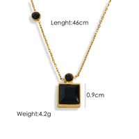 304 Stainless Steel 14K Gold Plated Simple Style Inlay Square Zircon Pendant Necklace sku image 7