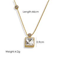 304 Stainless Steel 14K Gold Plated Simple Style Inlay Square Zircon Pendant Necklace sku image 8