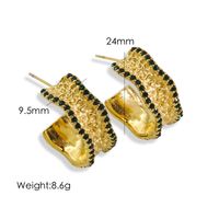 1 Pair Simple Style Solid Color Inlay 304 Stainless Steel Rhinestones 14K Gold Plated Ear Studs sku image 5