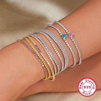 Elegant Glam Solid Color Sterling Silver Plating Inlay Zircon 18k Gold Plated Rhodium Plated Bracelets main image 1