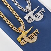 Hip-Hop Letter Pistol Zinc Alloy Chain Inlay Rhinestones Unisex Pendant Necklace main image 6