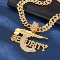 Hip-Hop Letter Pistol Zinc Alloy Chain Inlay Rhinestones Unisex Pendant Necklace sku image 1