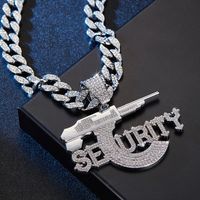 Hip-Hop Letter Pistol Zinc Alloy Chain Inlay Rhinestones Unisex Pendant Necklace main image 9