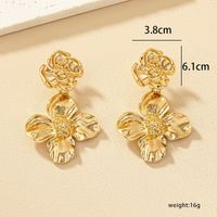 1 Pair Ig Style Exaggerated Flower Plating Alloy Drop Earrings main image 5