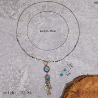 1 Set Ethnic Style Round Feather Alloy Inlay Artificial Gemstones Women's Earrings Necklace main image 4