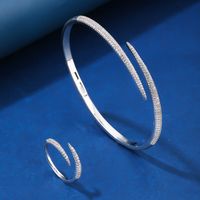 Elegant Lady Geometric Copper Inlay Zircon White Gold Plated Rings Bracelets sku image 1
