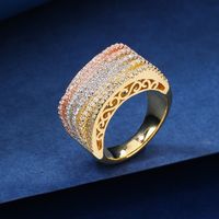 Elegant Glam Geometric Copper Plating Inlay Zircon Gold Plated Rings sku image 2