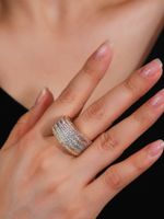 Elegant Glam Geometric Copper Plating Inlay Zircon Gold Plated Rings main image 2