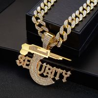 Hip Hop Letra Pistola Aleación De Zinc Cadena Embutido Diamantes De Imitación Unisexo Collar Colgante sku image 3