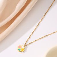 Wholesale Simple Style Heart Shape Stainless Steel Enamel 18k Gold Plated Pendant Necklace main image 3