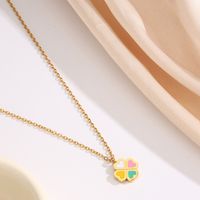 Wholesale Simple Style Heart Shape Stainless Steel Enamel 18k Gold Plated Pendant Necklace main image 5