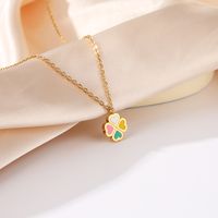 Wholesale Simple Style Heart Shape Stainless Steel Enamel 18k Gold Plated Pendant Necklace main image 4