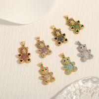 Romantic Simple Style Bear Heart Shape Copper Plating Inlay Zircon 18k Gold Plated Charms main image 2