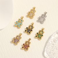 Romantic Simple Style Bear Heart Shape Copper Plating Inlay Zircon 18k Gold Plated Charms main image 1