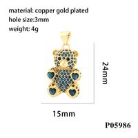 Romantic Simple Style Bear Heart Shape Copper Plating Inlay Zircon 18k Gold Plated Charms main image 4