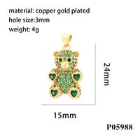 Romantic Simple Style Bear Heart Shape Copper Plating Inlay Zircon 18k Gold Plated Charms sku image 3