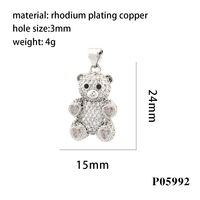Romantic Simple Style Bear Heart Shape Copper Plating Inlay Zircon 18k Gold Plated Charms sku image 7
