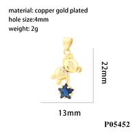 Romantic Simple Style Pentagram Bear Heart Shape Copper Plating Inlay Zircon 18k Gold Plated Charms sku image 1