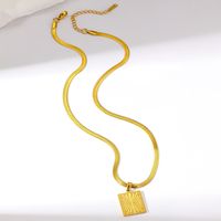 Vintage Style Square Plate Stainless Steel Copper Plating 18k Gold Plated Pendant Necklace main image 3
